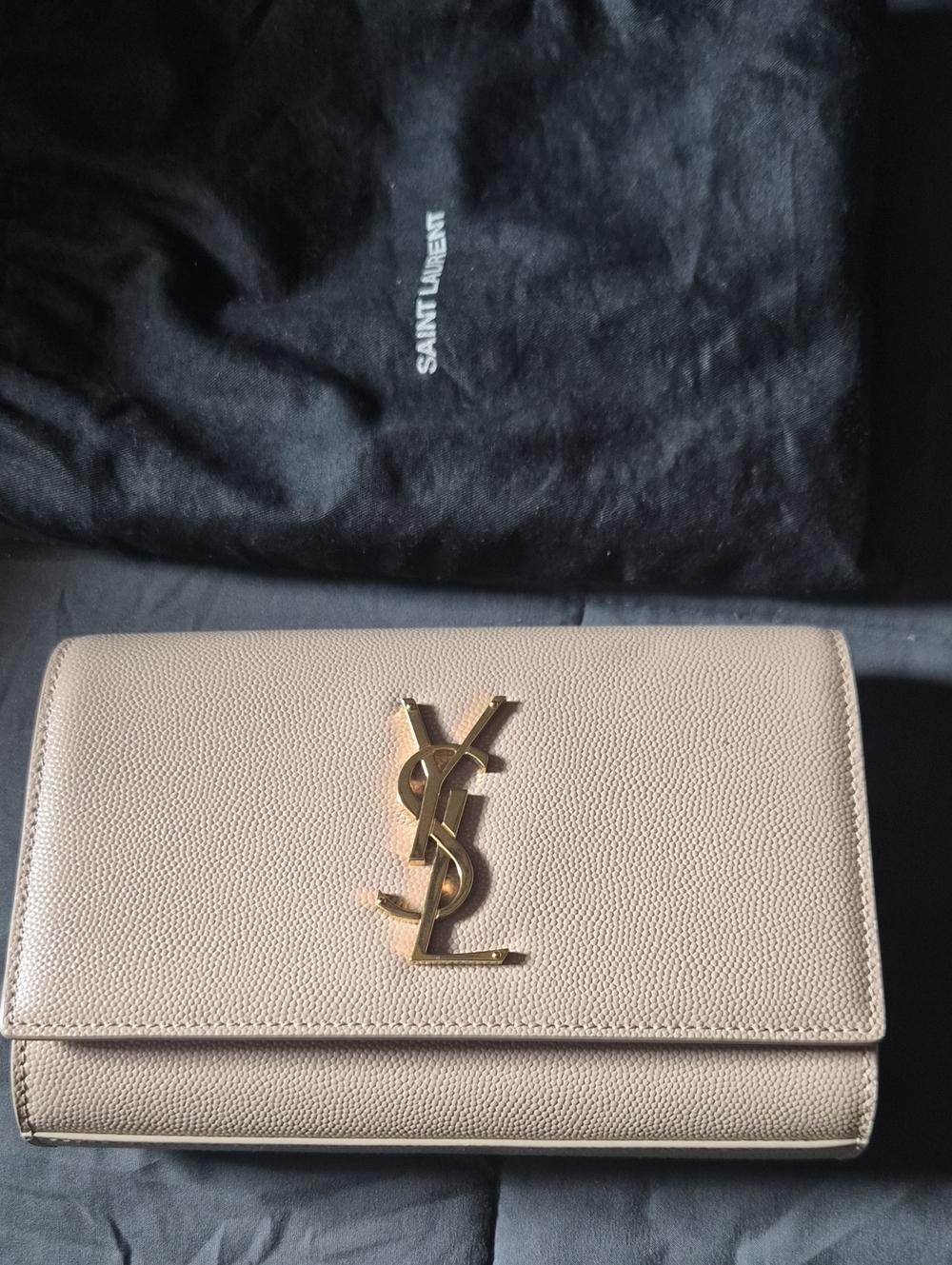 Saint Laurent Beige YSL Logo Leather Crossbody Or Belt Bag Comvertible